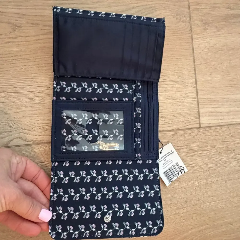 Vera Bradley RFID Riley Compact Wallet Enchantment Blue NEW WITH TAGS - Picture 5 of 9